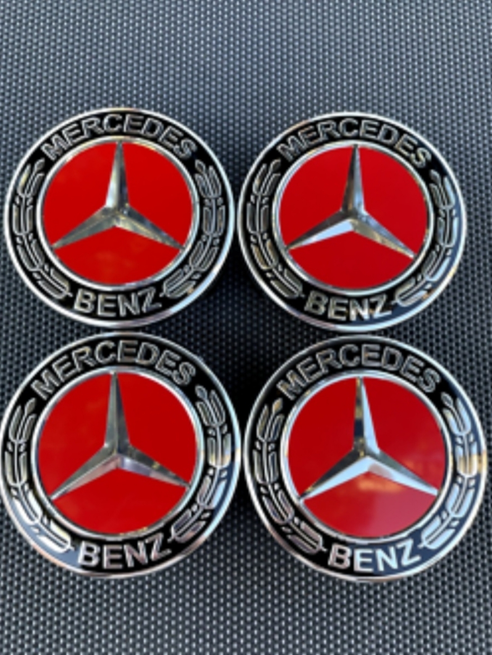 New set of Mercedes Benz wheel red 75mm rim  center caps